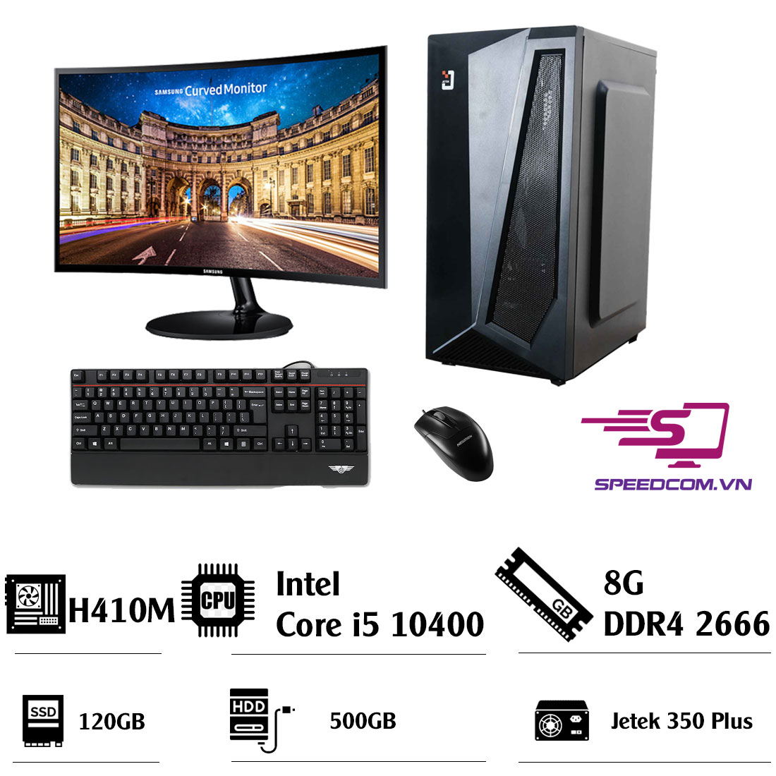 Bộ máy tính H410M – I5 10400 – RAM 8GB – SSD 120G – HDD 500G – Màn hình 20inch